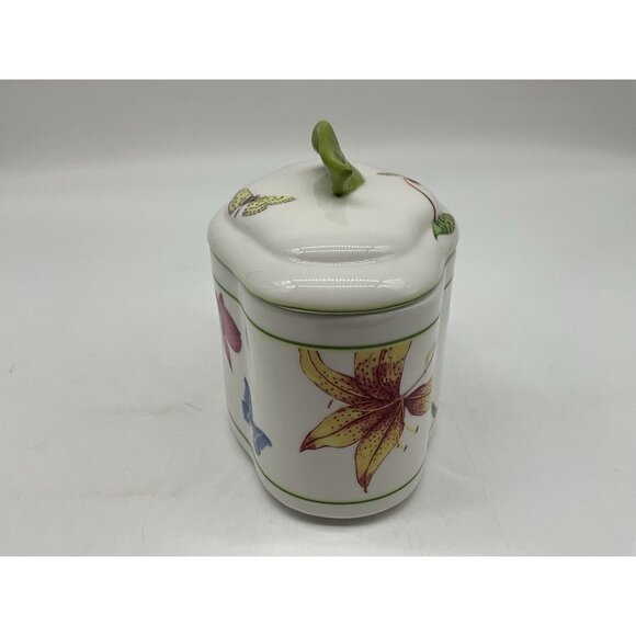 Lynn Chase Fantasia Decorated Covered Vanity Hand Painted Orchids and Butterfly - Picture 9 of 16